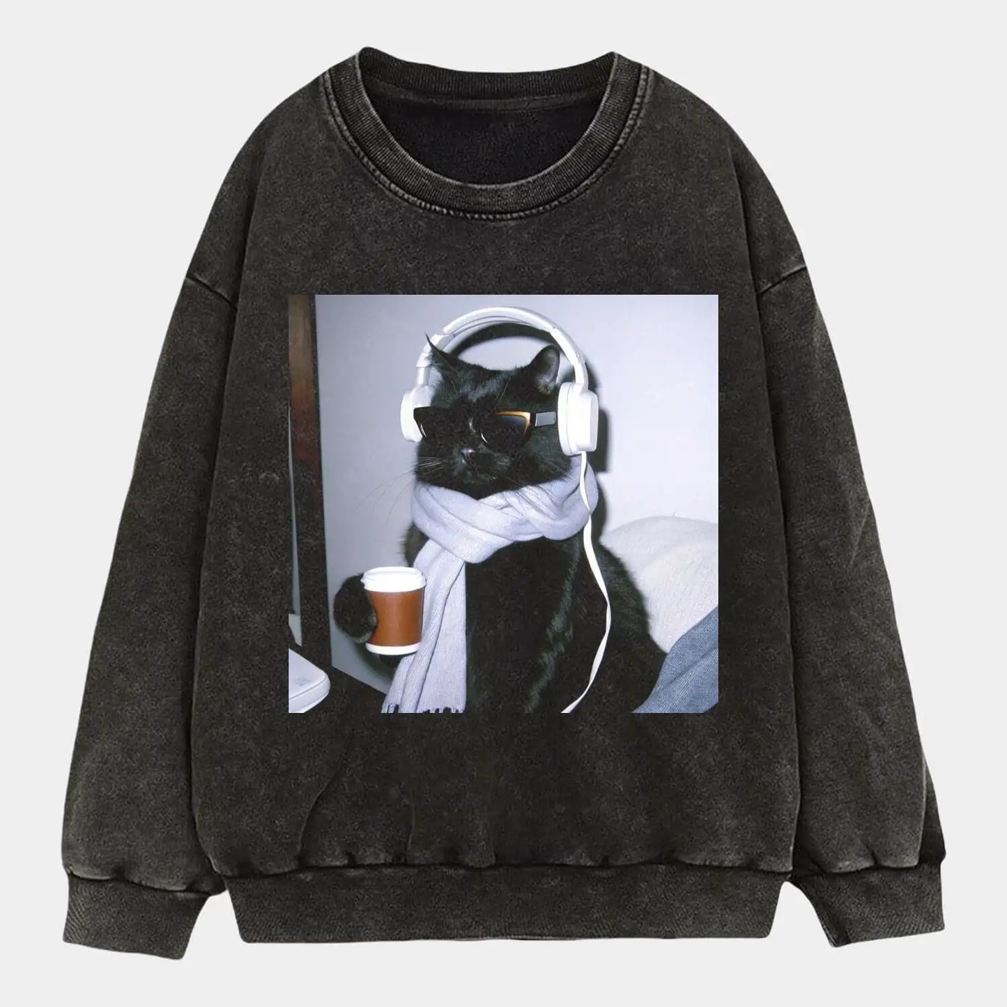 A cat with headphones A1 TEE