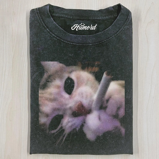 CIGARETTE SMOKING CAT T-SHIRT