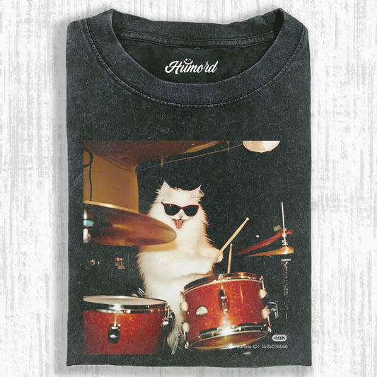 Cat playing drums TEE