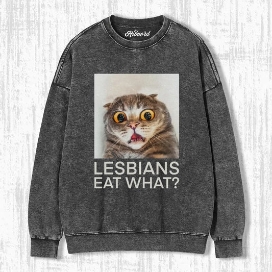 LESBIANS EAT WHAT CAT T-SHIRT