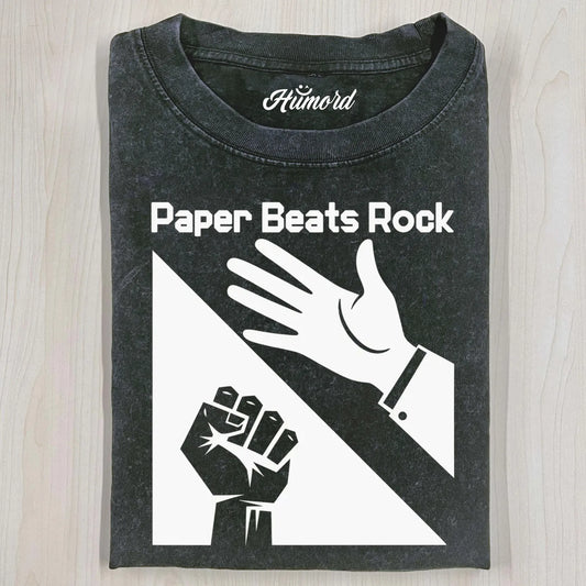 PAPER BEATS ROCK FUNNY T-SHIRT