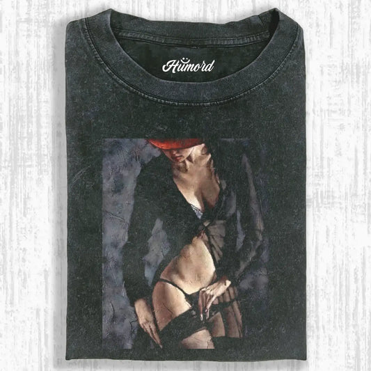 Sheer black stockings Tee