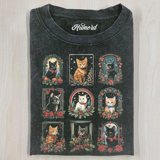 VINTAGE CHRISTMAS CATS T-SHIRT